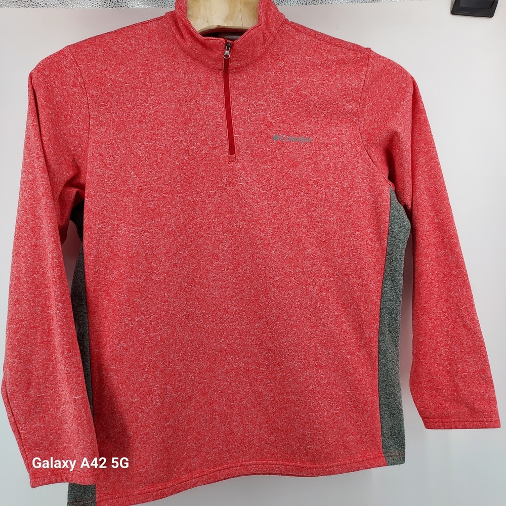Columbia Sportswear Quarter Zip Fleece Pullover Red Heathered Gray Size L - Picture 6 of 7